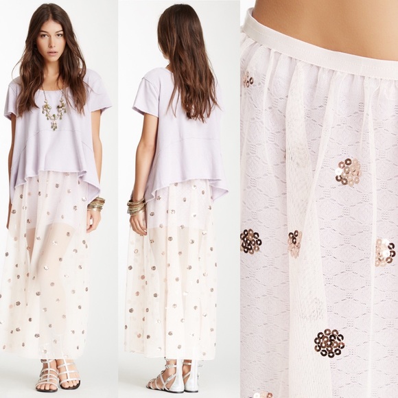 Free People Sequin Tulle Net Slip Skirt NWT - Picture 1 of 7